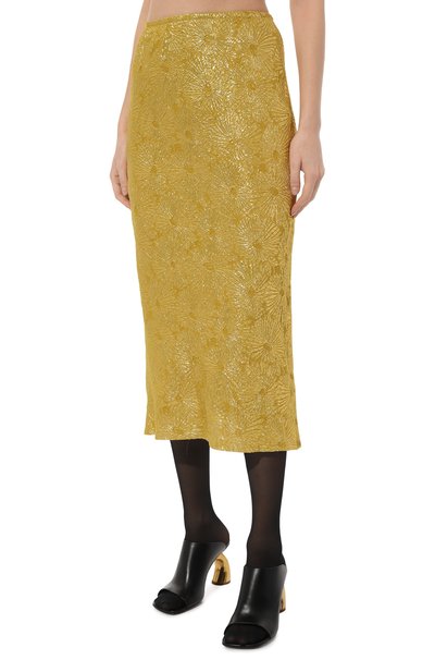 Шелковая юбка DRIES VAN NOTEN золотого цвета по цене 108500 руб., арт. 232-010838-7077, фото 3 Шелковая юбка DRIES VAN NOTEN, арт. 232-010838-7077, фото 3