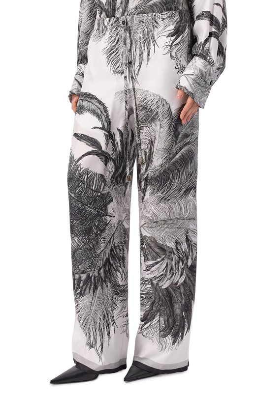 Шелковые брюки The Attico 260WCP00258/SSS026PR Чёрно-белый  260WCP00258/SSS026PR Фото 3