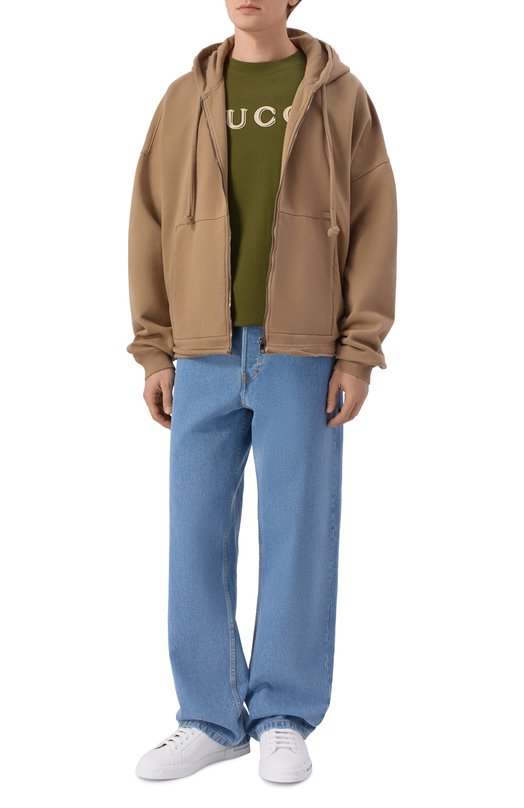 Хлопковая футболка Gucci 798115/XJHN3 Зелёный  798115/XJHN3 Фото 2