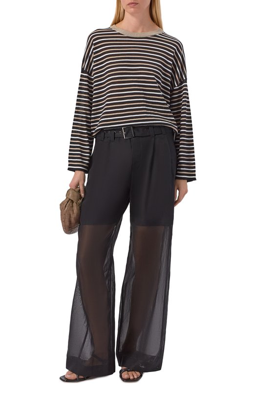 Льняной пуловер Brunello Cucinelli M1T272310 Чёрно-белый  M1T272310 Фото 2