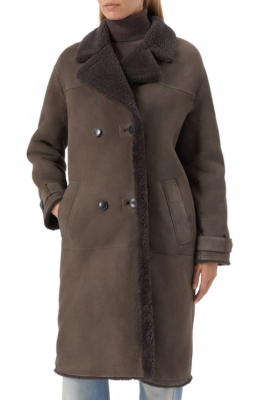 Дубленка из овчины Yves Salomon 26WYM60200MSBV Коричневый  26WYM60200MSBV Фото 3