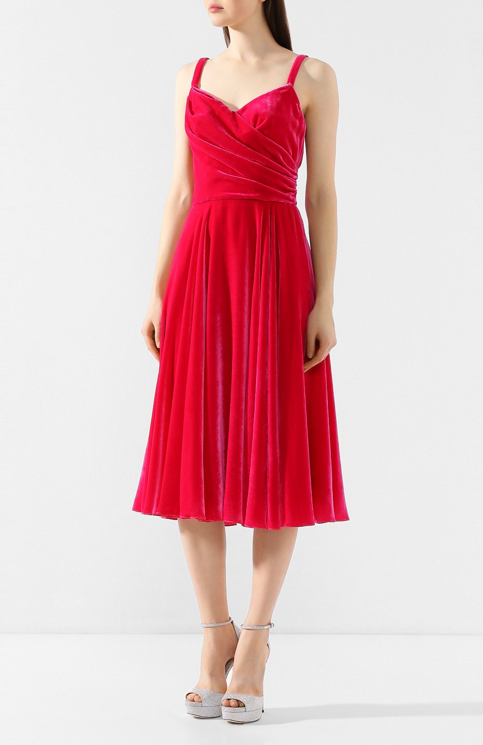 Бархатное платье DOLCE & GABBANA розового цвета по цене 246000 руб., арт. F6G7RT/FUVKQ, фото 3 Бархатное платье DOLCE & GABBANA, арт. F6G7RT/FUVKQ, фото 3