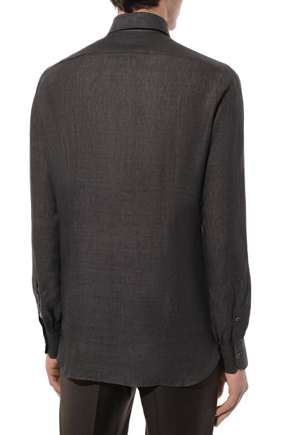 Льняная рубашка GIAMPAOLO темно-серого цвета по цене 36500 руб., арт. 608/TS40302, фото 4 Льняная рубашка GIAMPAOLO, арт. 608/TS40302, фото 4