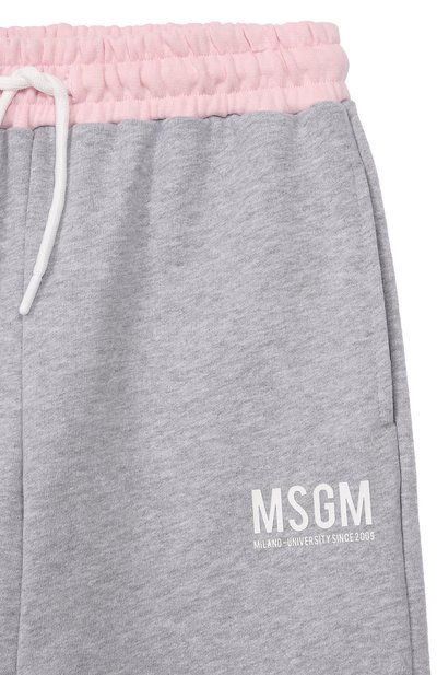 Хлопковые джоггеры MSGM KIDS серого цвета по цене 9950 руб., арт. S6MSJUFP061, фото 3 Хлопковые джоггеры MSGM KIDS, арт. S6MSJUFP061, фото 3
