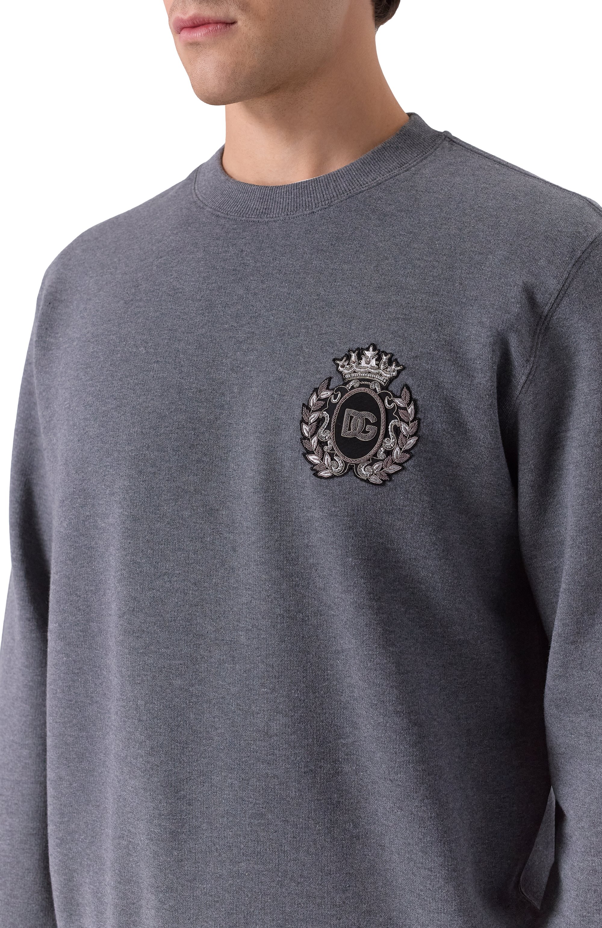 Хлопковый свитшот DOLCE & GABBANA серого цвета по цене 111500 руб., арт. G9ABJZ/G7PJ7, фото 5 Хлопковый свитшот DOLCE & GABBANA, арт. G9ABJZ/G7PJ7, фото 5