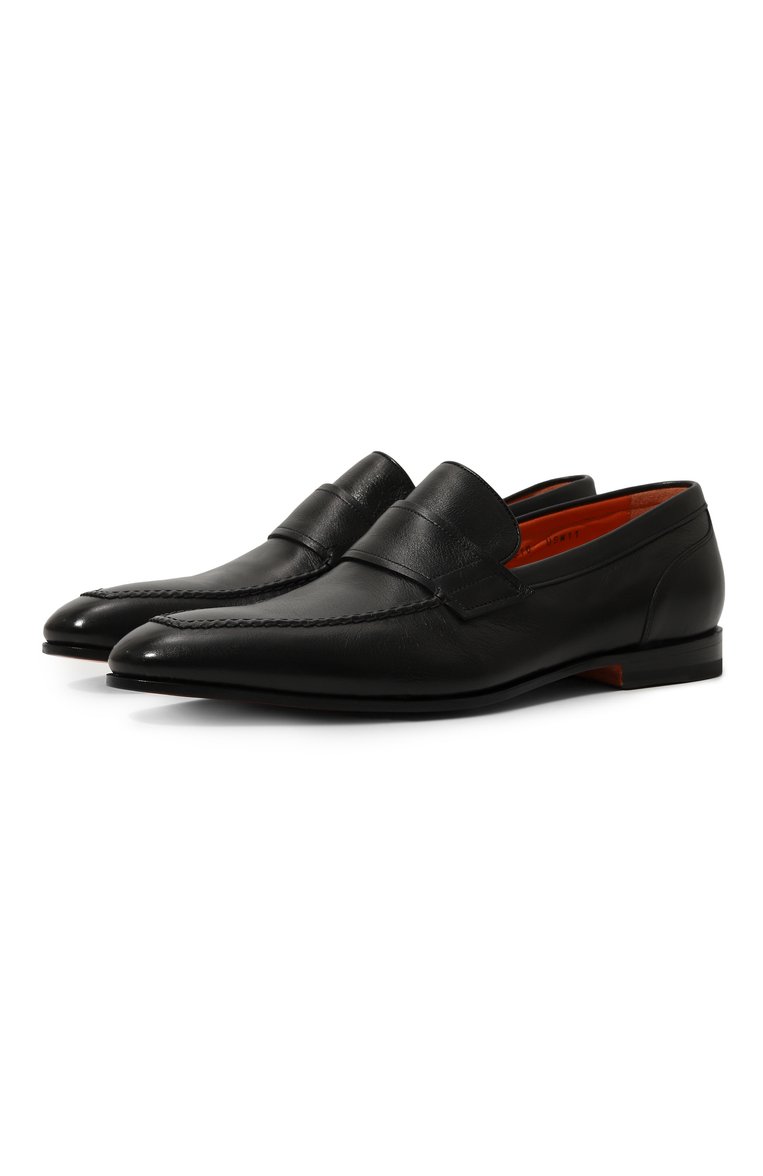 Мужские кожаные лоферы SANTONI черного цвета, арт. MCLG16451SA3BSG8 | Фото 1 (Материал сплава: Проставлено; Нос: Не проставлено; Материал внутренний: Натуральная кожа; Стили: Классический; Материал внешний: Натуральная кожа)