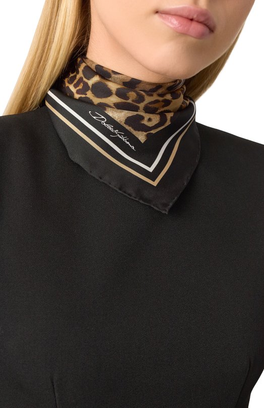 Шелковый платок Dolce & Gabbana FN093R/GDCUU Леопардовый  FN093R/GDCUU Фото 2