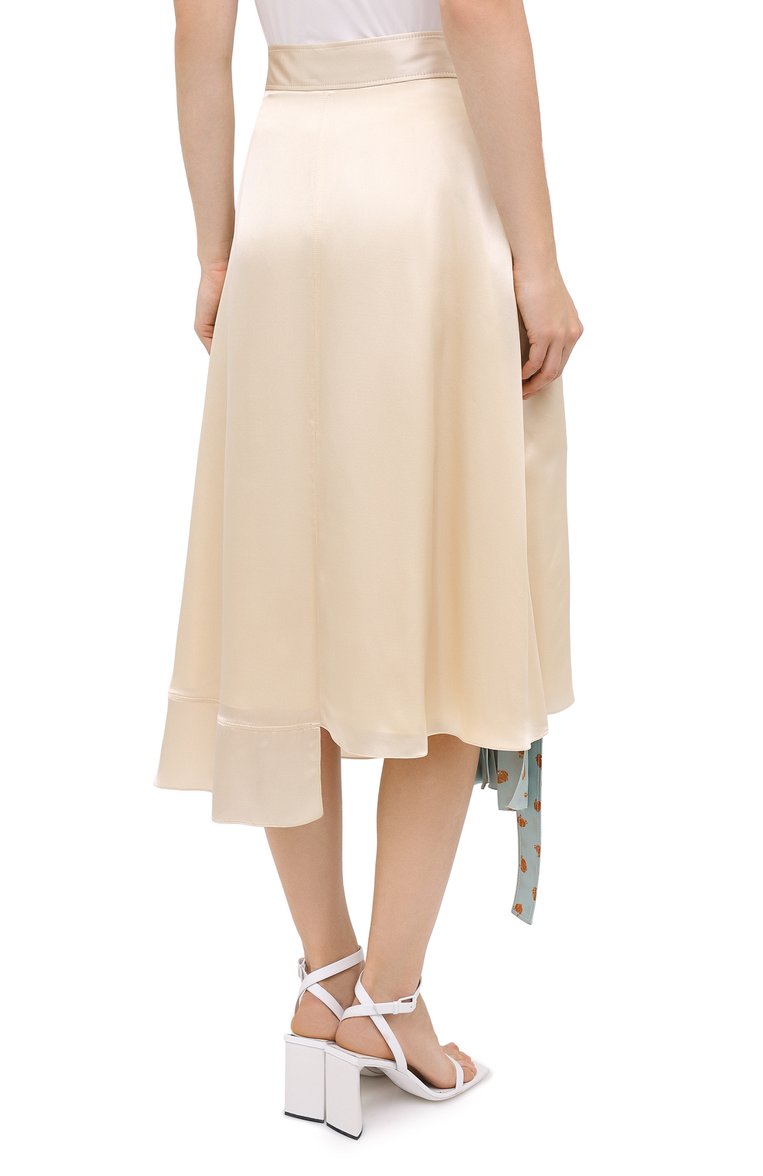 Женская шелковая юбка LANVIN бежевого цвета, арт. RW-ST411I-4613-A20 | Фото 5 (Материал внешний: Шелк; Длина Ж (юбки, платья, шорты): Миди; Материал подклада: Синтетический материал; Женское Кросс-КТ: Юбка-одежда; Материал сплава: Проставлено; Драгоценные камни: Проставлено)