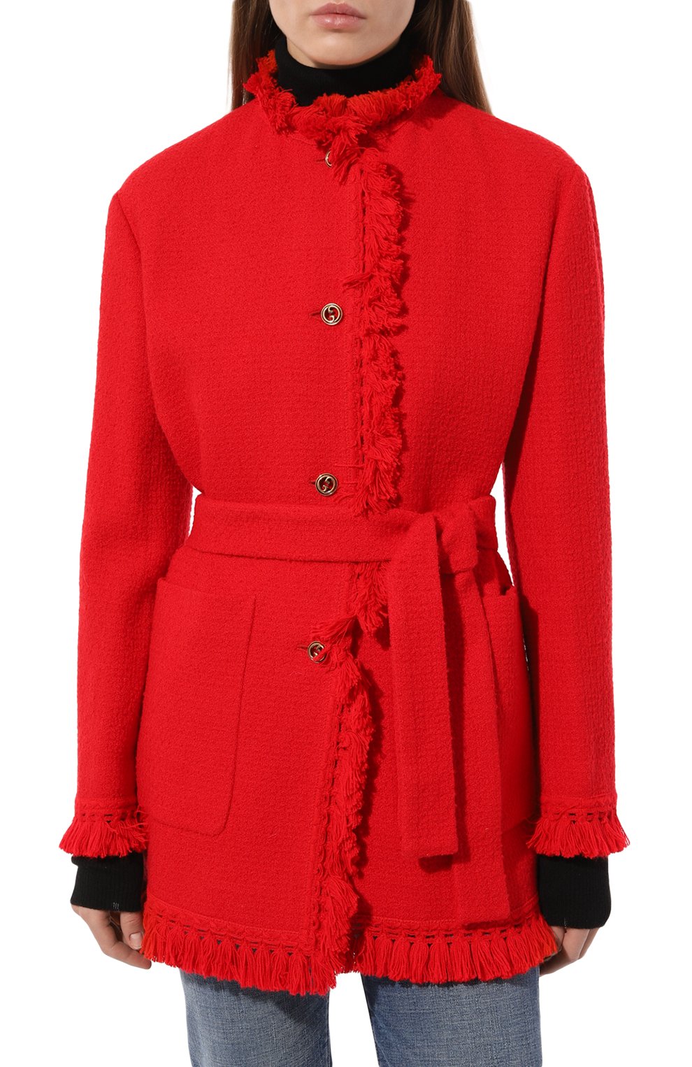 Шерстяной жакет GUCCI красного цвета по цене 331000 руб., арт. 643296 ZAF5V, фото 3 Шерстяной жакет GUCCI, арт. 643296 ZAF5V, фото 3