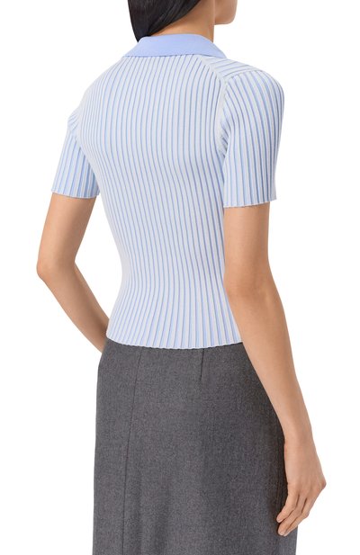 Поло из вискозы HUGO светло-голубого цвета по цене 18200 руб., арт. 50557760, фото 4 Поло из вискозы HUGO, арт. 50557760, фото 4