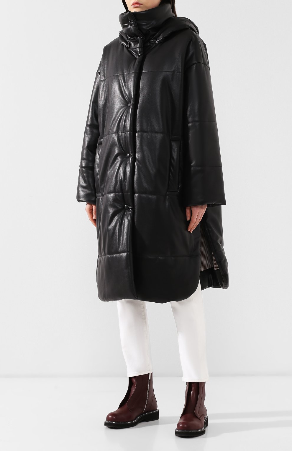 Пальто с капюшоном NANUSHKA, арт. ESKA_BLACK_VEGAN LEATHER, фото 3