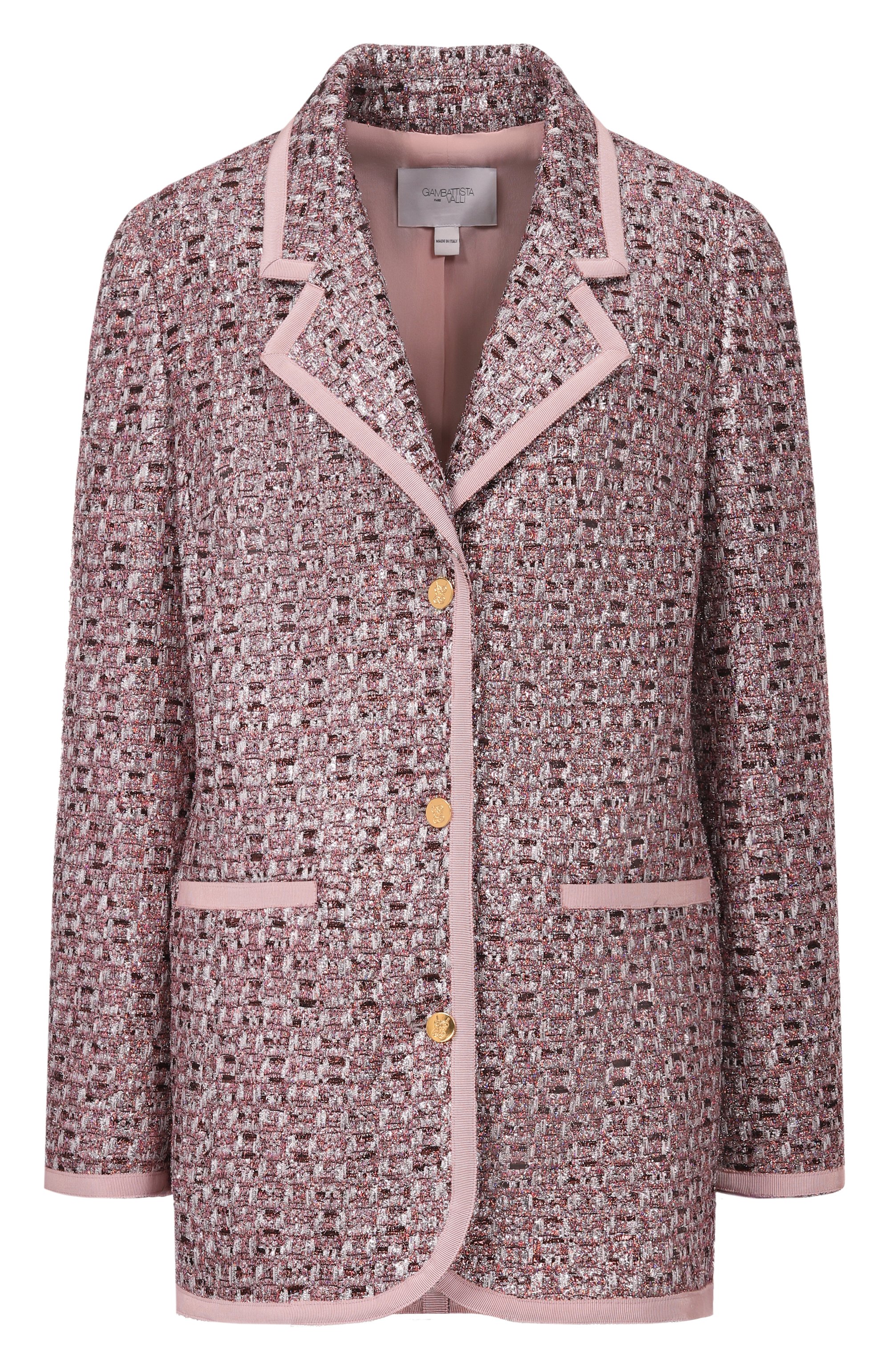 Твидовый жакет GIAMBATTISTA VALLI розового цвета по цене 471000 руб., арт. 25FWSVCA6105/74UBE, фото 1 Твидовый жакет GIAMBATTISTA VALLI, арт. 25FWSVCA6105/74UBE, фото 1