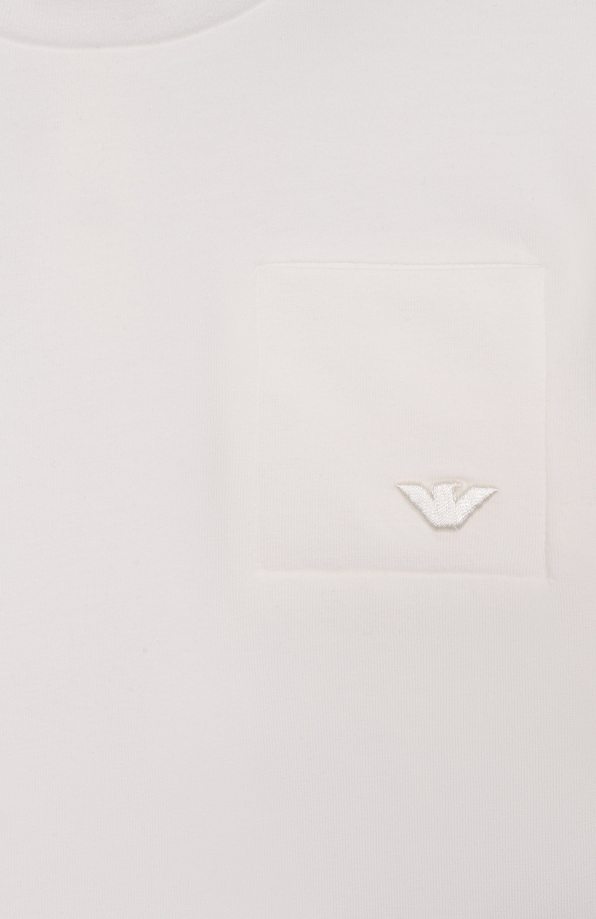 Хлопковая футболка EMPORIO ARMANI молочного цвета по цене 8775 руб., арт. EB001326/AF21808, фото 3 Хлопковая футболка EMPORIO ARMANI, арт. EB001326/AF21808, фото 3