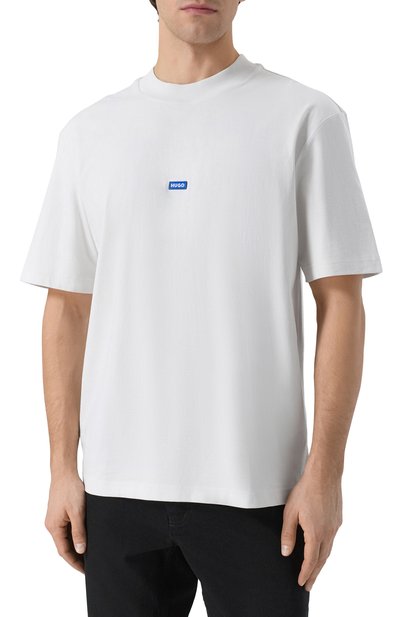 Хлопковая футболка HUGO BLUE кремового цвета по цене 7490 руб., арт. 50509991, фото 3 Хлопковая футболка HUGO BLUE, арт. 50509991, фото 3