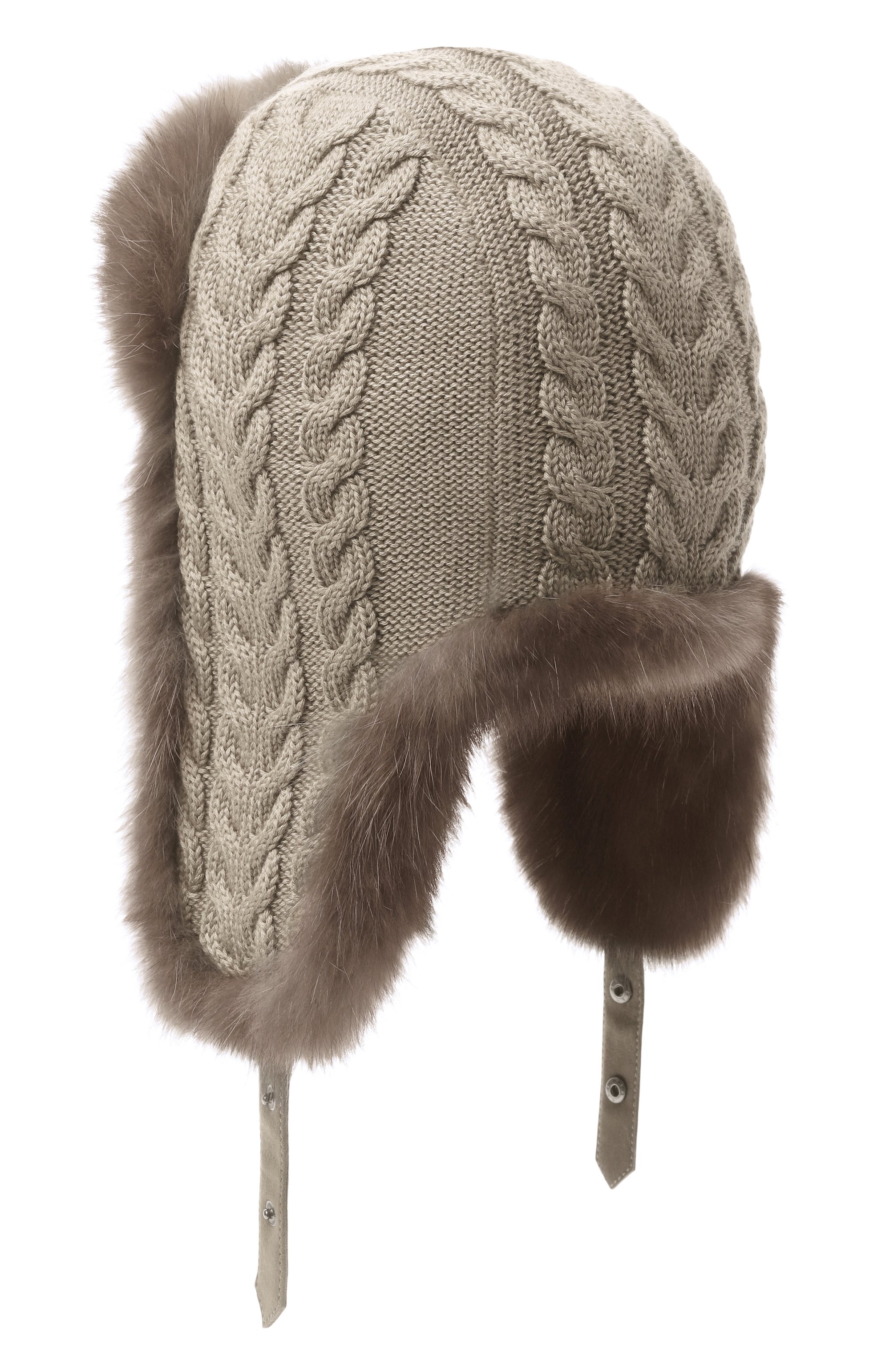 Кашемировая шапка-ушанка с мехом соболя BLACK SABLE, арт. BS-FHK-MG, фото 2