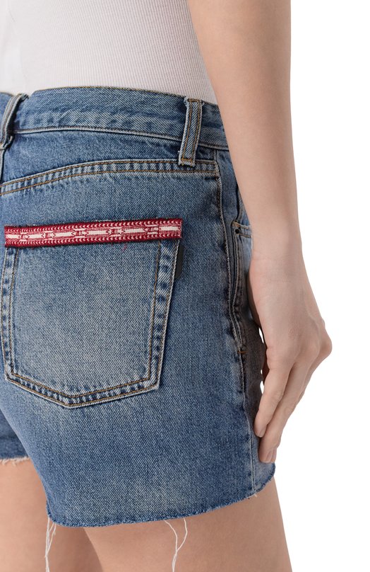 Джинсовые шорты с потертостями Saint Laurent 550228/Y969T Синий  550228/Y969T Фото 5