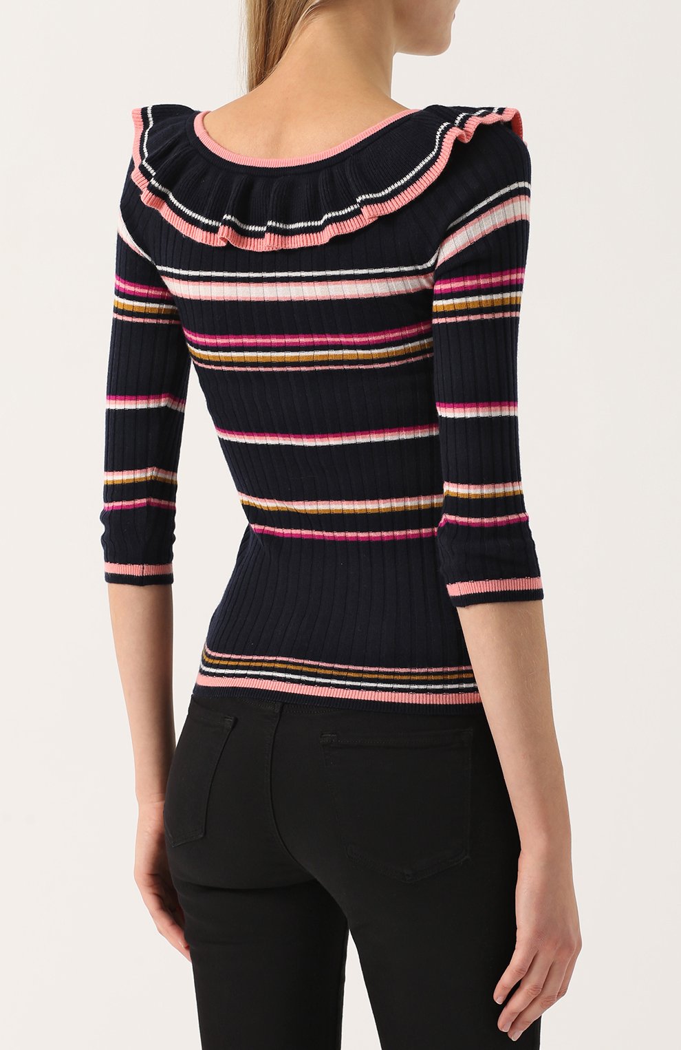 Облегающий пуловер с длинным рукавом и оборкой REBECCA TAYLOR, арт. 417816Y531, фото 4