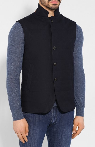 Льняной жилет LORO PIANA темно-синего цвета по цене 125500 руб., арт. FAL1520, фото 3 Льняной жилет LORO PIANA, арт. FAL1520, фото 3