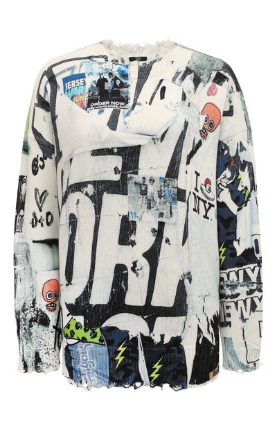 Хлопковый пуловер R13 разноцветного цвета по цене 57400 руб., арт. R13WY009-Y080B, фото 1 Хлопковый пуловер R13, арт. R13WY009-Y080B, фото 1