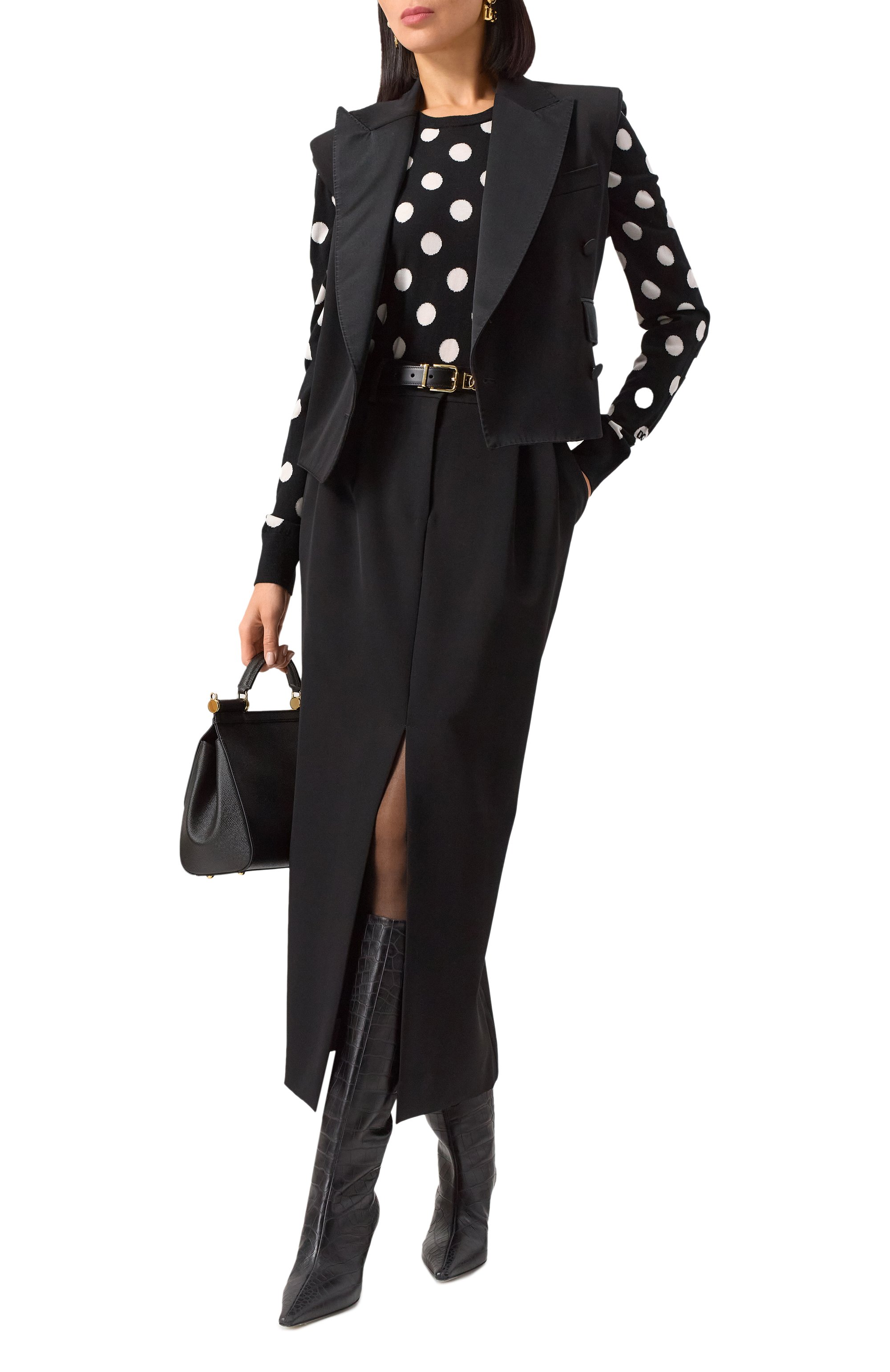 Кожаные сапоги mun 60 DOLCE & GABBANA черного цвета по цене 199500 руб., арт. CU1139/AC606, фото 2 Кожаные сапоги mun 60 DOLCE & GABBANA, арт. CU1139/AC606, фото 2