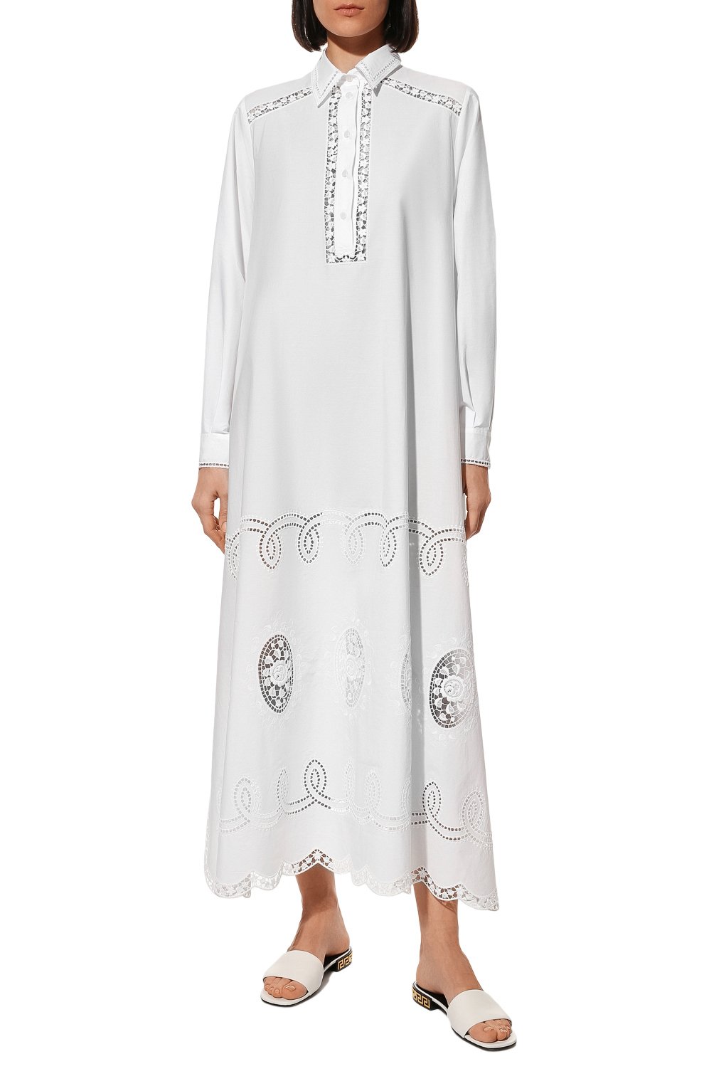 Хлопковое платье DOLCE & GABBANA белого цвета по цене 297000 руб., арт. F6ZE0Z/GDAFS, фото 3 Хлопковое платье DOLCE & GABBANA, арт. F6ZE0Z/GDAFS, фото 3