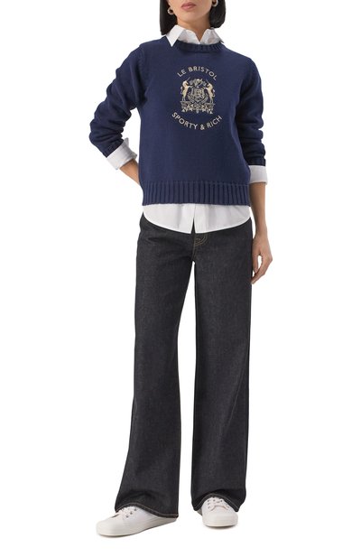 Хлопковый пуловер sporty & rich x le bristol paris SPORTY AND RICH, арт. WS065517621BL32, фото 2