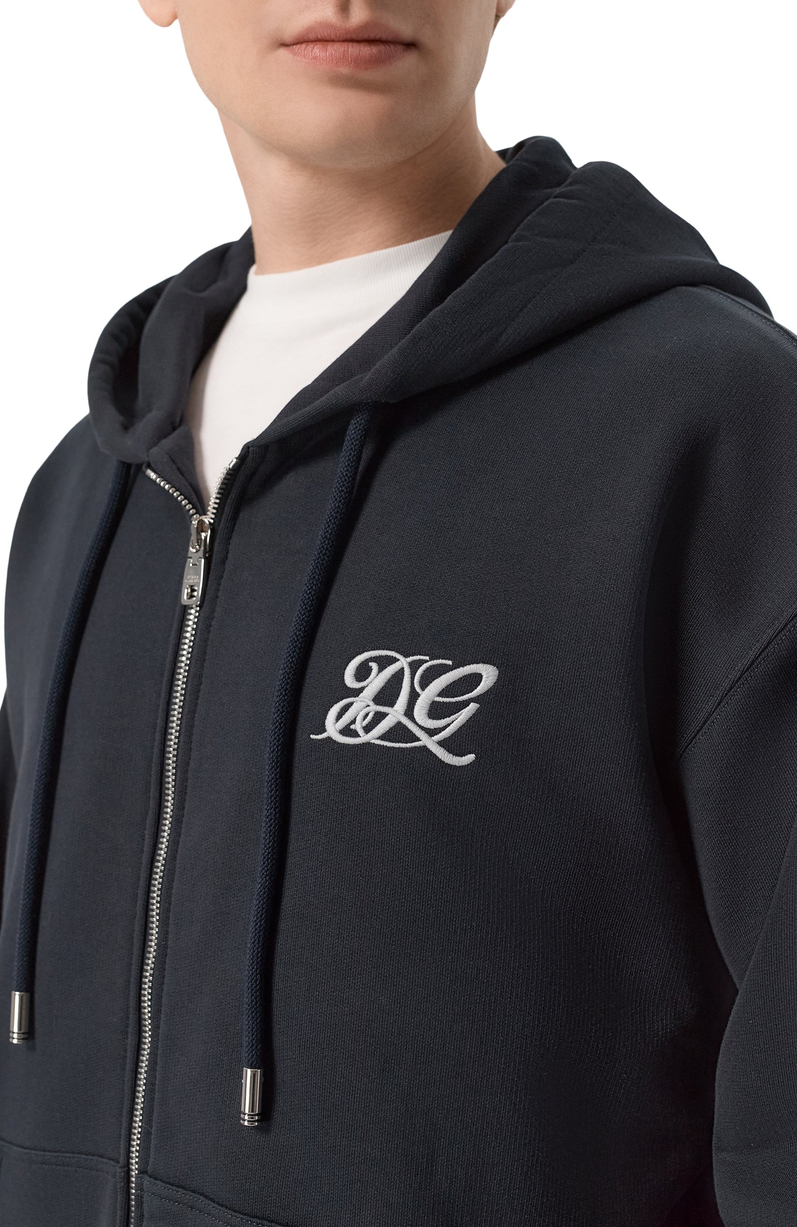 Хлопковая толстовка DOLCE & GABBANA темно-синего цвета по цене 189500 руб., арт. G9CEFZ/G7P9L, фото 5 Хлопковая толстовка DOLCE & GABBANA, арт. G9CEFZ/G7P9L, фото 5