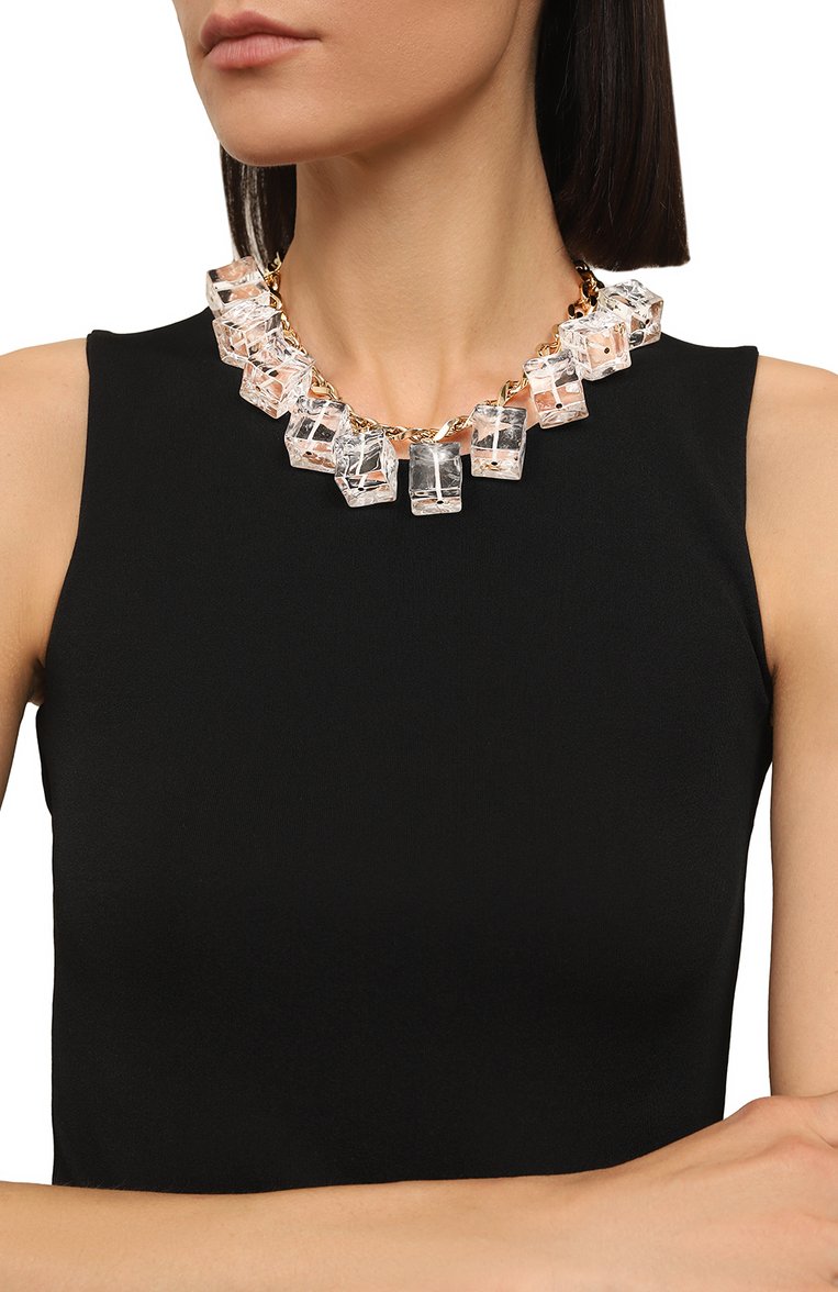 Женское колье JACQUEMUS золотого цвета, арт. 22E221JW027/5804 | Фото 2 (Материал: Металл, Стекло; Нос: Не проставлено; Региональные ограничения белый список (Axapta Mercury): Не проставлено)