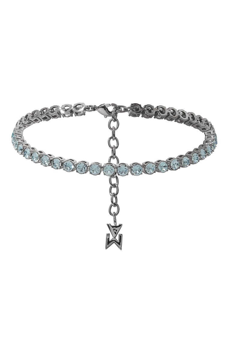 Женский анклет AMINA MUADDI голубого цвета, арт. TENNIS ANKLET/CRYSTALS SILVER BASE/SWA | Фото 1 (Нос: Не проставлено; Региональные ограничения белый список (Axapta Mercury): Не проставлено; Материал: Металл)