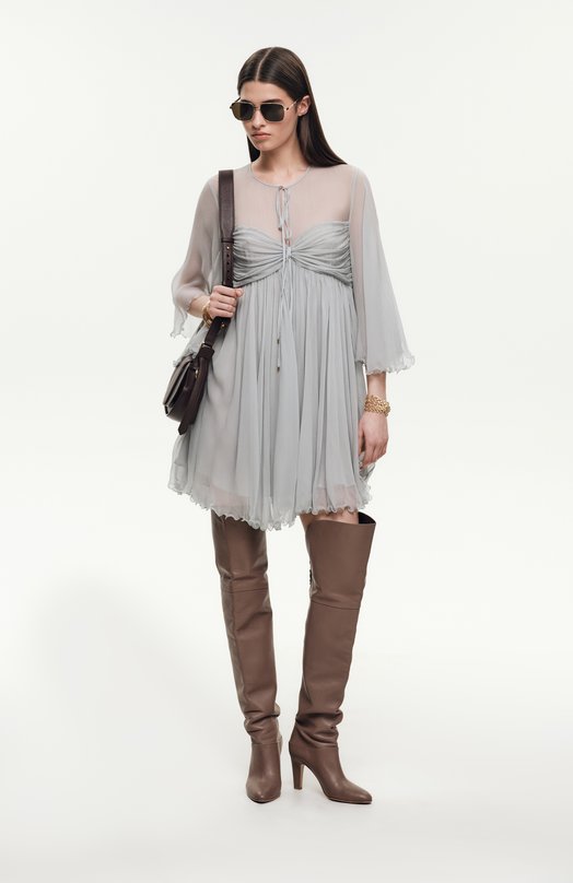 Шелковое платье Chloé CHC25SR027116 Голубой  CHC25SR027116 Фото 7