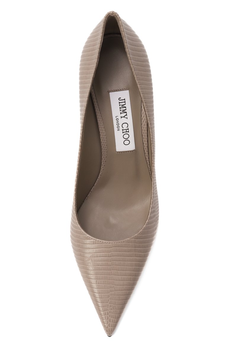 Женские кожаные туфли love 85 JIMMY CHOO темно-бежевого цвета, арт. L0VE 85/PWJ | Фото 6 (Материал внешний: Натуральная кожа; Каблук высота: Высокий; Материал внутренний: Натуральная кожа; Подошва: Плоская; Каблук тип: Шпилька)