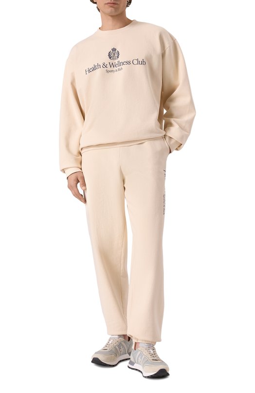 Хлопковый свитшот Sporty and Rich ST071606241CR01 Бежевый  ST071606241CR01 Фото 2