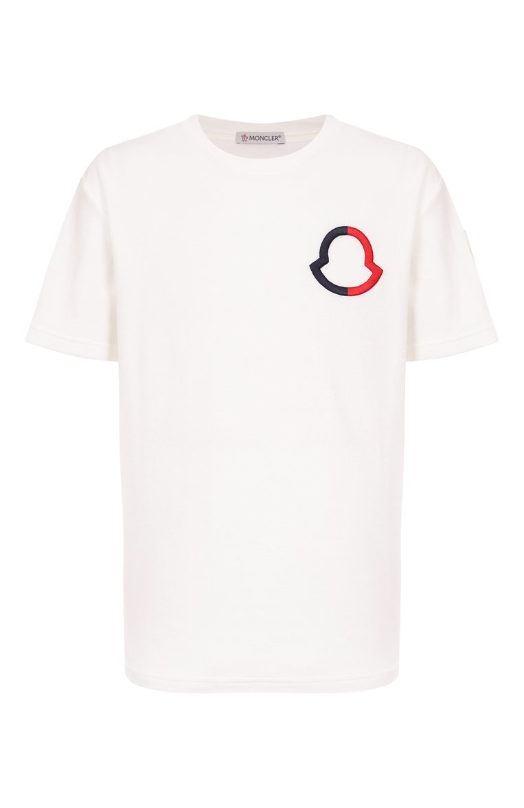 Мужская хлопковая футболка MONCLER белого цвета, арт. 8C00003/899VV | Фото 1 (Рукава: Короткие; Принт: Без принта; Стили: Спорт-шик; Материал внешний: Хлопок; Длина (для топов): Стандартные; Кросс-КТ: Джерси; Мужское Кросс-КТ: Футболка-одежда; Автоматизация ТО: Проставлено; Детали: Декор; Автоматизация состава: Проставлено)