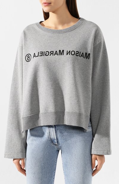 Хлопковый свитшот MM6 светло-серого цвета по цене 26100 руб., арт. S32GU0106/S25387, фото 3 Хлопковый свитшот MM6, арт. S32GU0106/S25387, фото 3