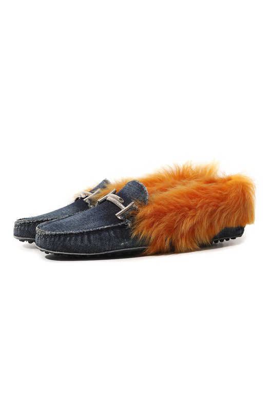 

Мокасины из денима с отделкой из овчины Tod’s, Синий