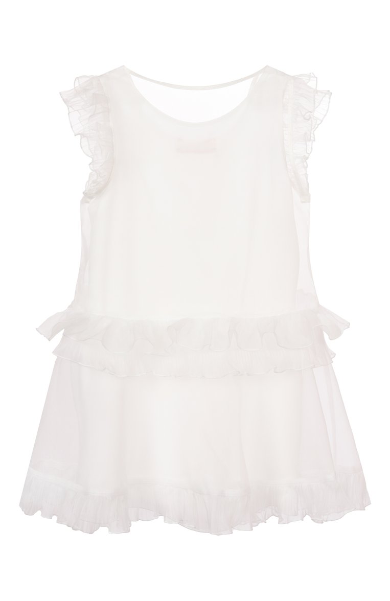 Детское платье ELISABETTA FRANCHI LA MIA BAMBINA белого цвета, арт. EFAB6020/0R037/4A-8A | Фото 2 (Материал подклада: Вискоза; Материал внешний: Синтетический материал; Рукава: Короткие; Случай: Вечерний; Девочки Кросс-КТ: Платье-одежда; Автоматизация ТО: Проставлено; Автоматизация состава: Проставлено; Ростовка одежда: 4 года | 104 см, 6 лет | 116 см, 8 лет | 128 см)