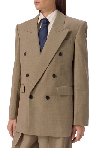 Шерстяной жакет SAINT LAURENT бежевого цвета по цене 399000 руб., арт. 821942/Y1I25, фото 3 Шерстяной жакет SAINT LAURENT, арт. 821942/Y1I25, фото 3