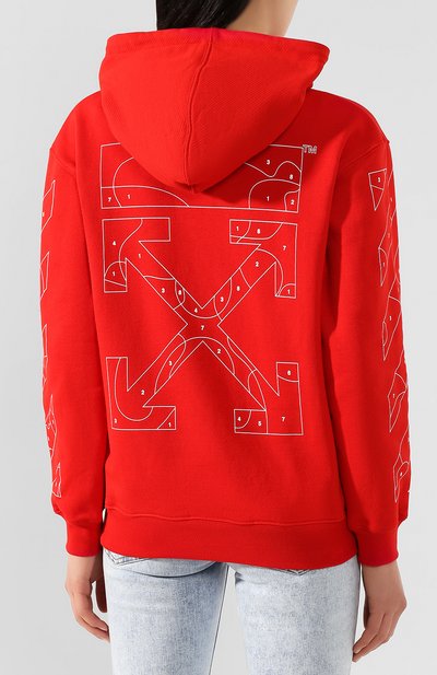 Хлопковое худи OFF-WHITE красного цвета по цене 44850 руб., арт. 0WBB032S20FLE0032501, фото 4 Хлопковое худи OFF-WHITE, арт. 0WBB032S20FLE0032501, фото 4