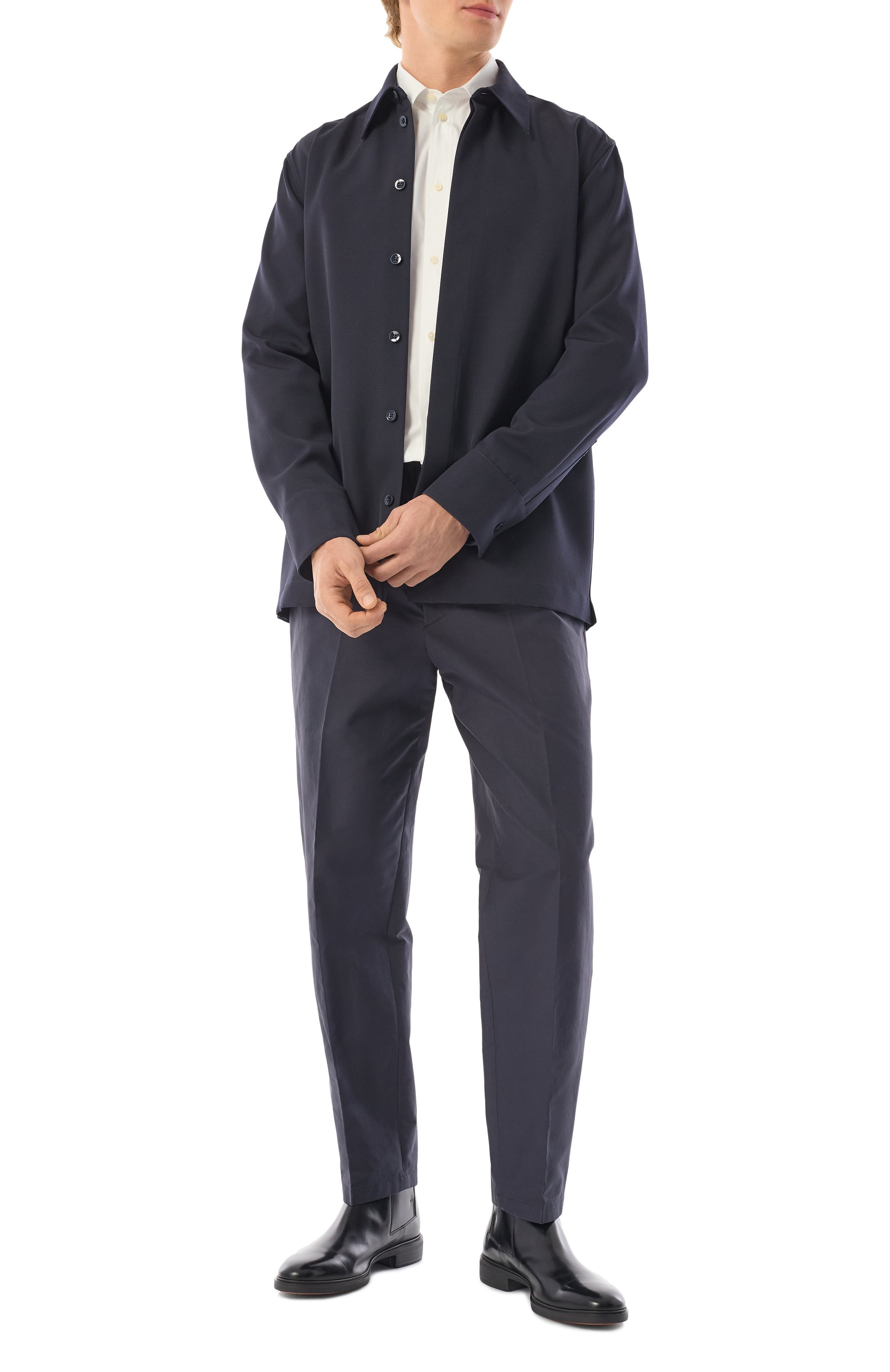 Хлопковые брюки JIL SANDER темно-синего цвета по цене 130000 руб., арт. J23KA0005/J45225, фото 2 Хлопковые брюки JIL SANDER, арт. J23KA0005/J45225, фото 2