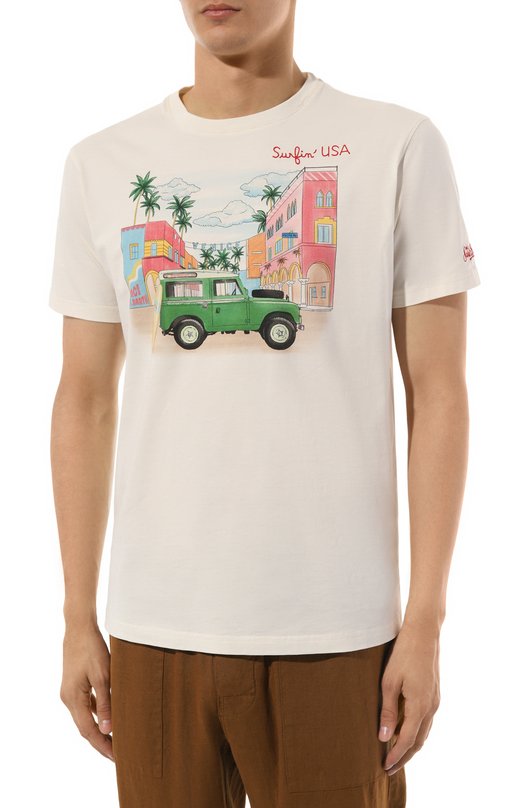 Хлопковая футболка MC2 Saint Barth STBM TSHIRT MAN/TSHM001/02203B Кремовый  STBM TSHIRT MAN/TSHM001/02203B Фото 3