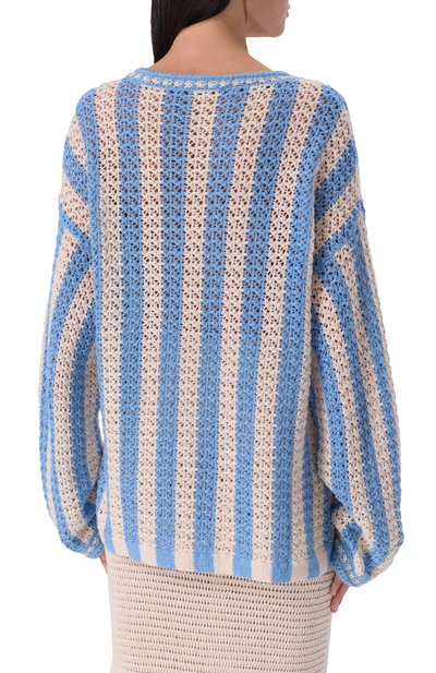 Хлопковый пуловер ADDICTED голубого цвета по цене 25560 руб., арт. AC1924, фото 4 Хлопковый пуловер ADDICTED, арт. AC1924, фото 4