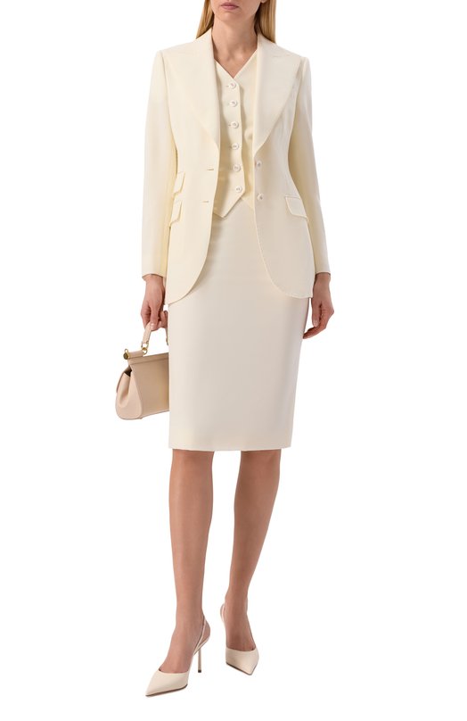 Жилет из шерсти и шелка Dolce & Gabbana F79H6T/FUBGC Белый  F79H6T/FUBGC Фото 2