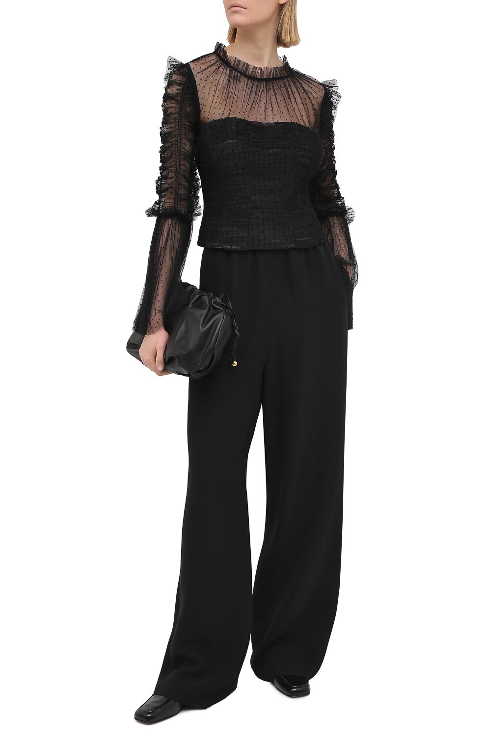 Блузка SELF-PORTRAIT черного цвета по цене 38050 руб., арт. RS21-043T, фото 2 Блузка SELF-PORTRAIT, арт. RS21-043T, фото 2