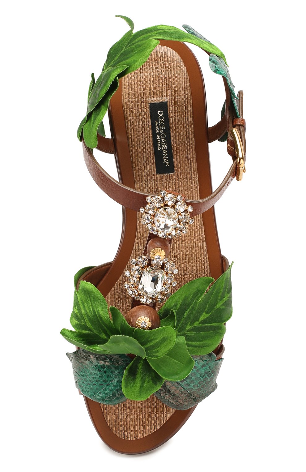 Кожаные сандалии DOLCE & GABBANA зеленого цвета по цене 162500 руб., арт. CQ0382/AX891, фото 5 Кожаные сандалии DOLCE & GABBANA, арт. CQ0382/AX891, фото 5