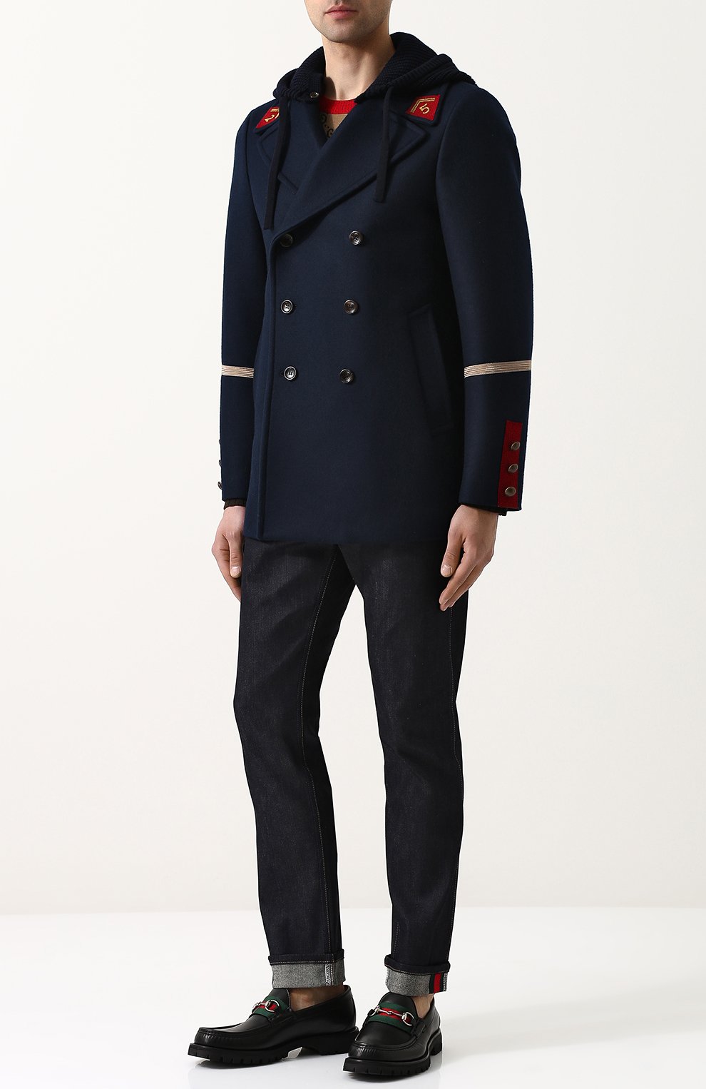 Укороченный шерстяной бушлат с капюшоном GUCCI, арт. 494794/Z531H, фото 2