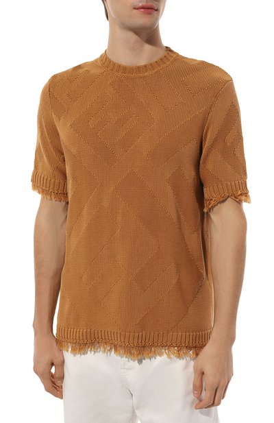 Хлопковый джемпер FENDI светло-коричневого цвета по цене 83150 руб., арт. FZX144/AN3T/F1FL0, фото 3 Хлопковый джемпер FENDI, арт. FZX144/AN3T/F1FL0, фото 3