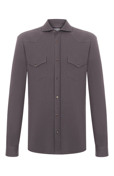 Мужская хлопковая рубашка BRUNELLO CUCINELLI, арт. ME8546666