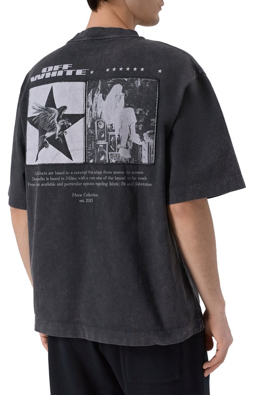 Хлопковая футболка Off-White 0MAA120F25JER003 Серый  0MAA120F25JER003 Фото 4