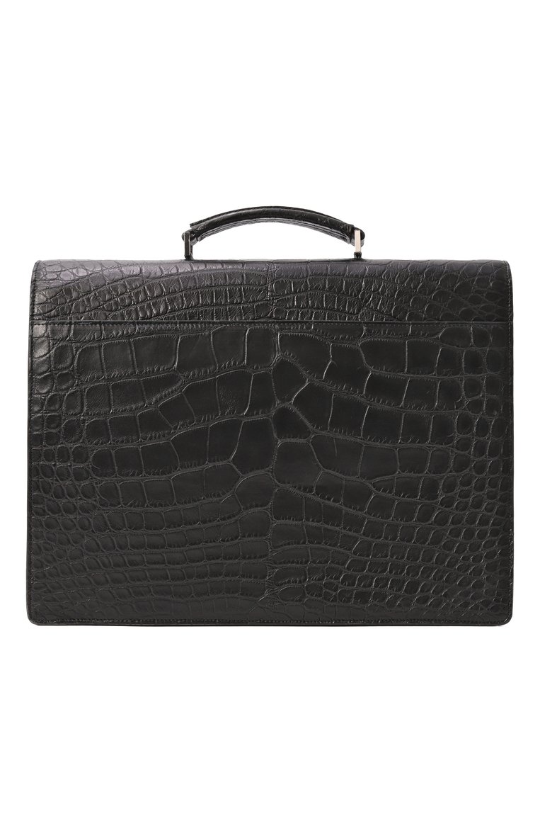 Мужской портфель из кожи аллигатора KITON черного цвета, арт. UBA0072N0073002000 | Фото 6 (Размер: large; Материал: Экзотическая кожа; Сумки-технические: Портфели; Автоматизация состава: Проставлено; Автоматизация ТО: Проставлено)
