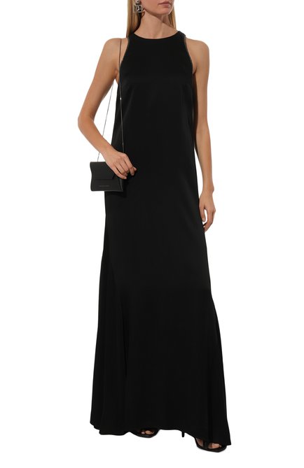 Женское платье BRUNELLO CUCINELLI черного цвета, арт. M0H38A5190 | Фото 2 (Драгоценные камни: Проставлено; Длина Ж (юбки, платья, шорты): Макси; Материал внешний: Вискоза, Синтетический материал; Материал сплава: Проставлено; Случай: Вечерний; Женское Кросс-КТ: Платье-одежда; Стили: Кэжуэл)